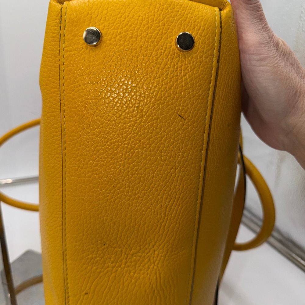 Luana Ferracuti Yellow Pebbled Leather Satchel Bag Made in Italy Crossbody - Picture 11 of 13